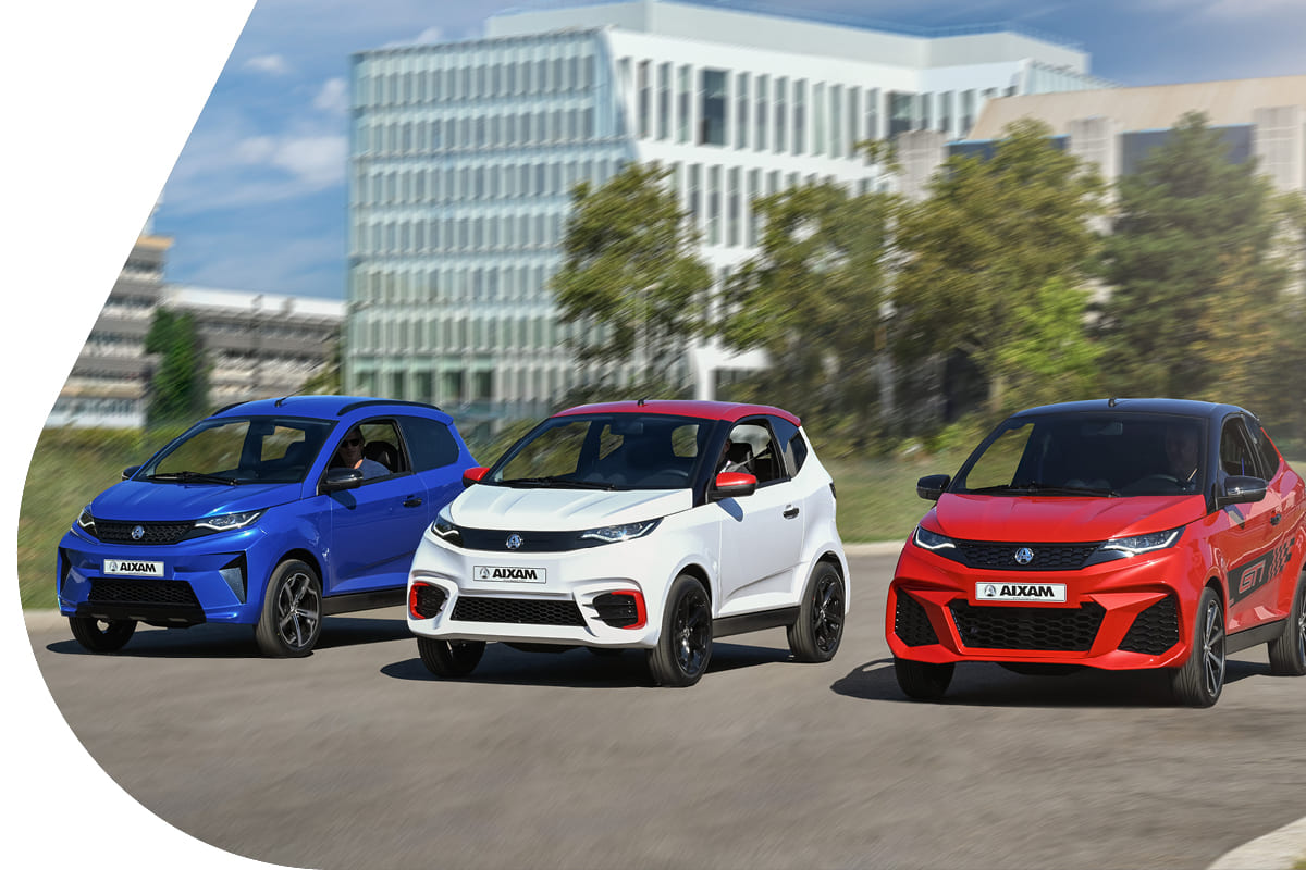 3 Aixam Autos nebeneinander